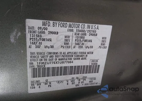 2001 Ford Explorer Sport Trac z USA, uszkodzony, nr VIN 1FMZU77EX1UB77084